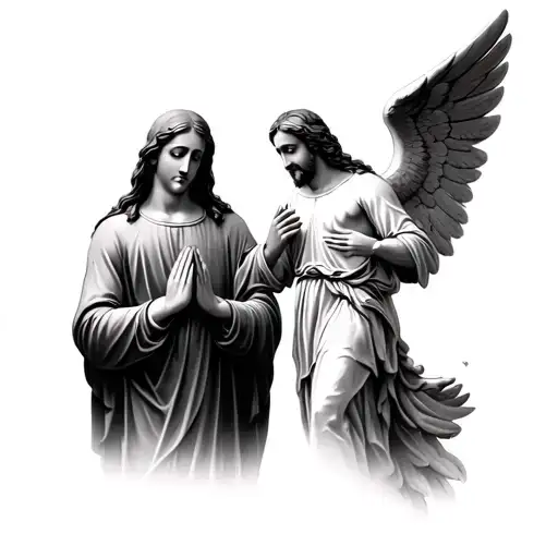Virgin With Jesus Praying For Us And The Archangel Miguel Combined