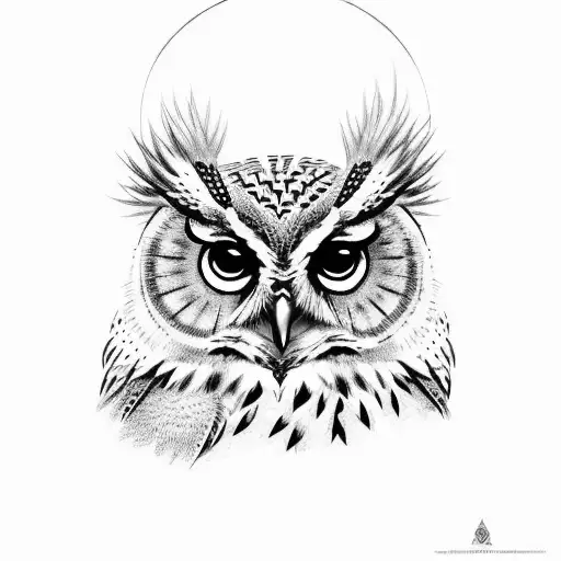 A Wise Owl Perched On A Branch With A Crescent Moon In The Background