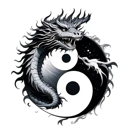 Dragon On Yin Yang Sol Y Luna