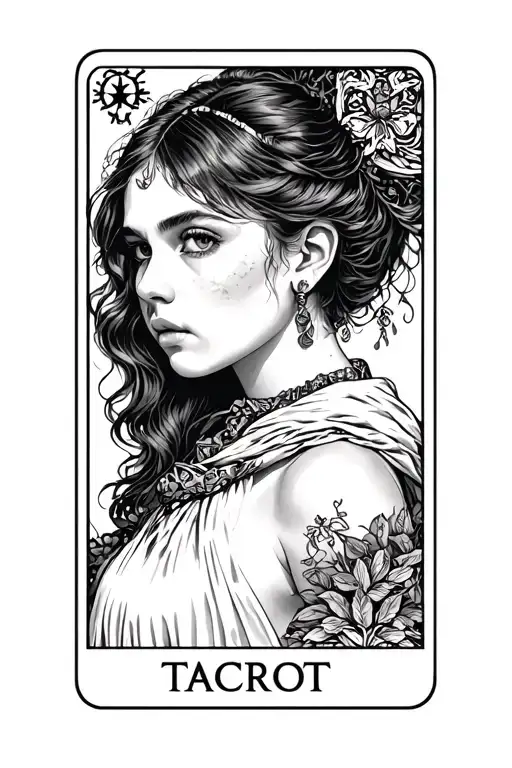 Tarot Card Featuring A Girl Looking Afar