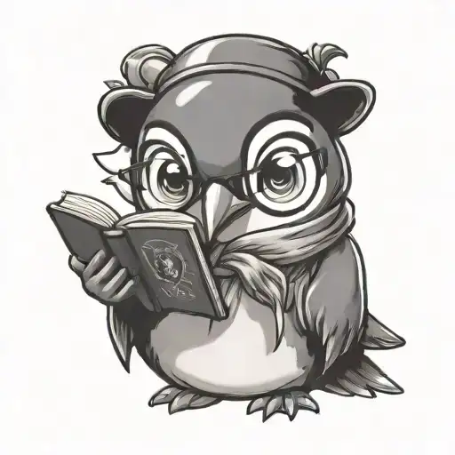 Chibi Penguin Book Nerd Whose Heartbroken Tattoo Design