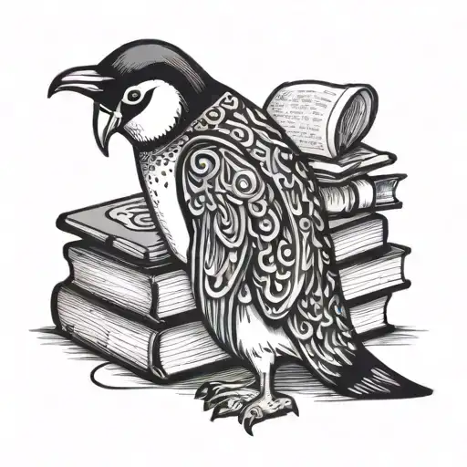Chibi Penguin Book Nerd Whose Heartbroken Tattoo Design