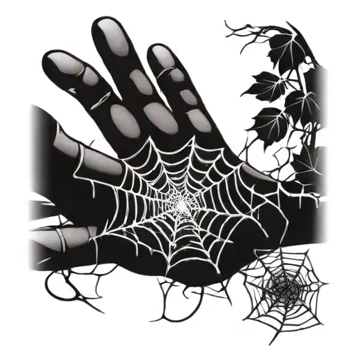 Spider Web On Hand Tattoo Design