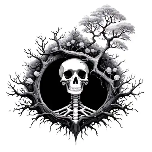 Skeleton And Tree Of Life
