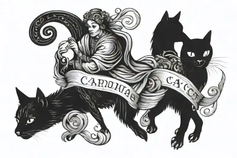 Four Cardinal Stoic Virtues Wisdom Temperance Justice Courage And Black Cat