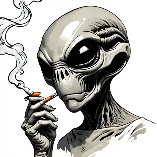 Alien Smoking Cigarette