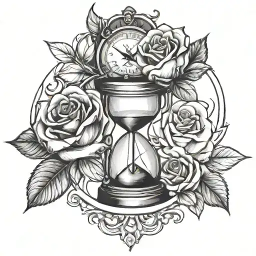 Hour Glass Roses And Compass
