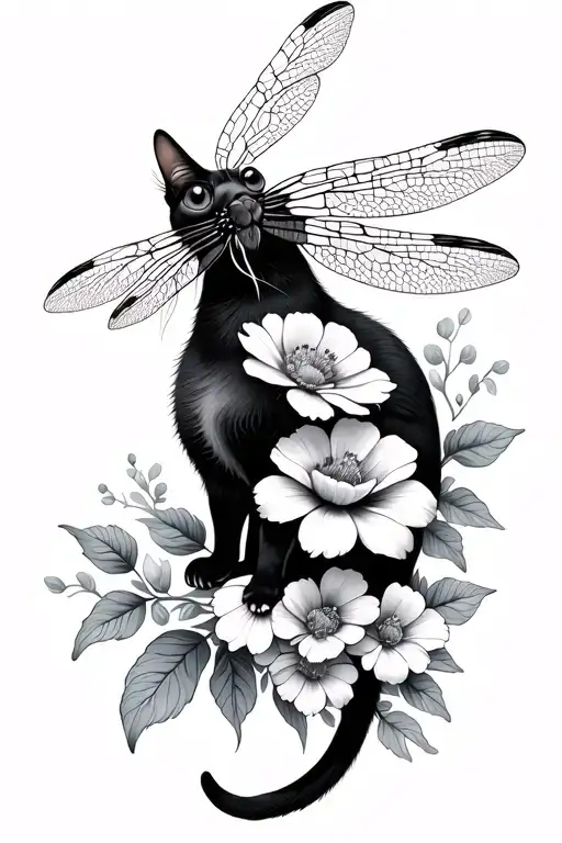 Dragonfly Cat Flowers Blooming
