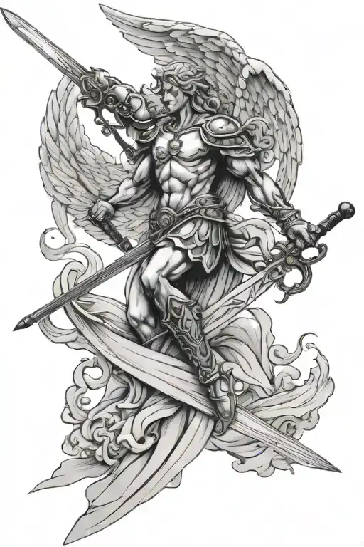 Angel Holding A Sword In Heaven