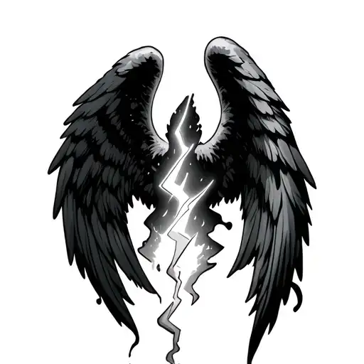 Fallen Angel Tear With Lightning In The Middle