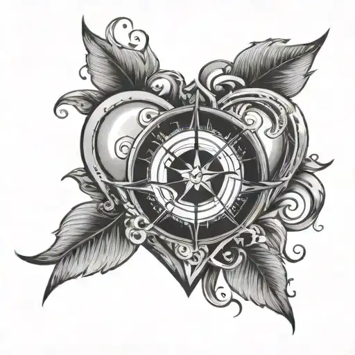 Heart And World In Wind Rose Style