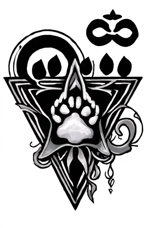 Triangle With Dog Paw And Ohm Symbol