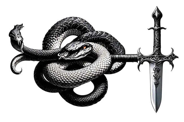 Snake Wrapping Around A Sword