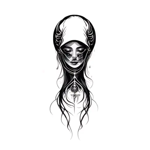 Coverup Space Curvy Woman Face Eyes Closed