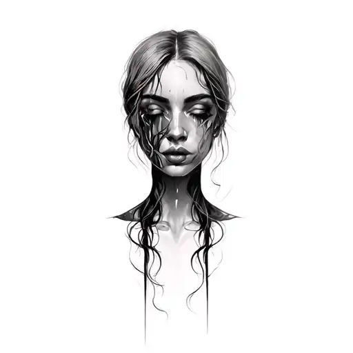 Coverup Space Curvy Woman Face Eyes Closed