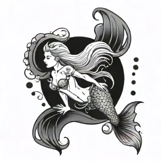 Mermaid Princess Swimming Gracefully