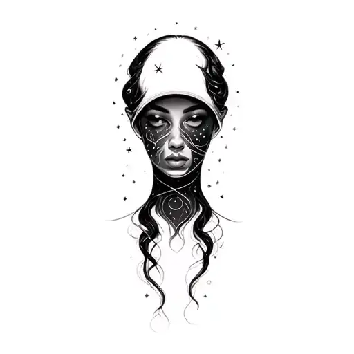 Coverup Space Curvy Woman Face Eyes Closed Stars