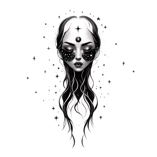 Coverup Space Curvy Woman Face Eyes Closed Stars