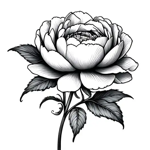 Peony Flowers Fine Line