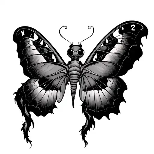 Luna Moth With Tails Ending Around Either Side Of The Elbow