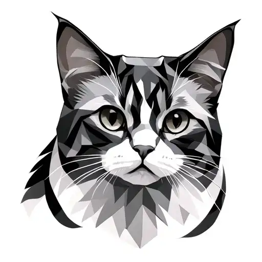 Geometric Persian Cat Head