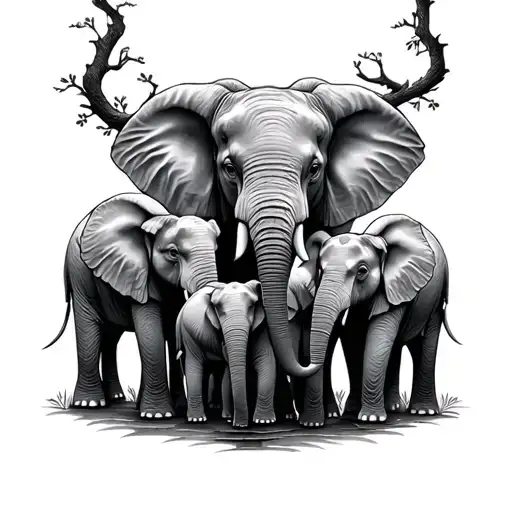 Elephant Family Tree Intertwined