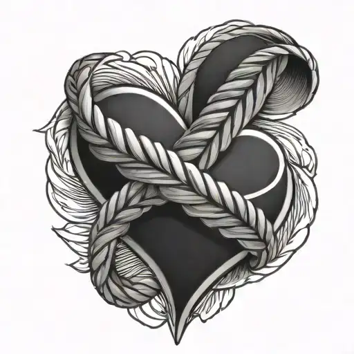 Black Leather Plaited Strap With Solid Edges And White Stitching Twisted Into A Heart Shape