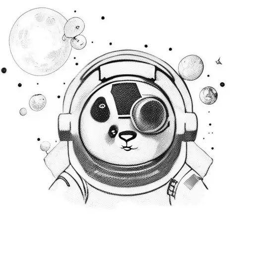 Cute Panda Astronaut Where Top Half Is Coming Out Of Wormhole