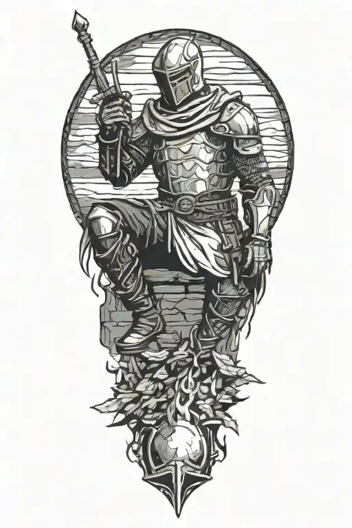 Dark Souls Ashen One Sitting Alone Near Bonfire Watching Sun Bleed