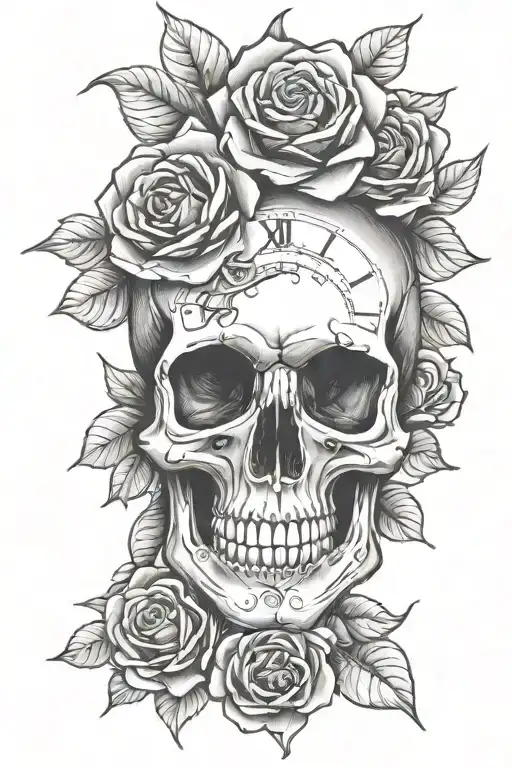 Skull Roses Time Piece