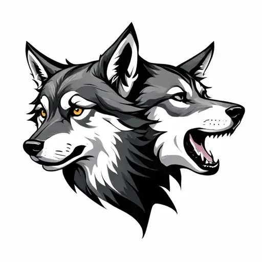 Capricon And Wolf Head