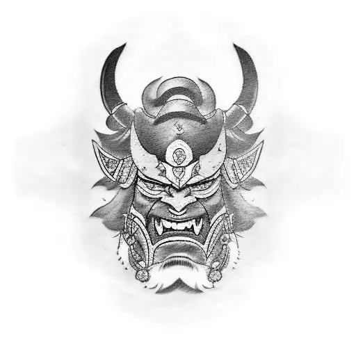 Design A Tattoo A Samurai With A Oni Mask