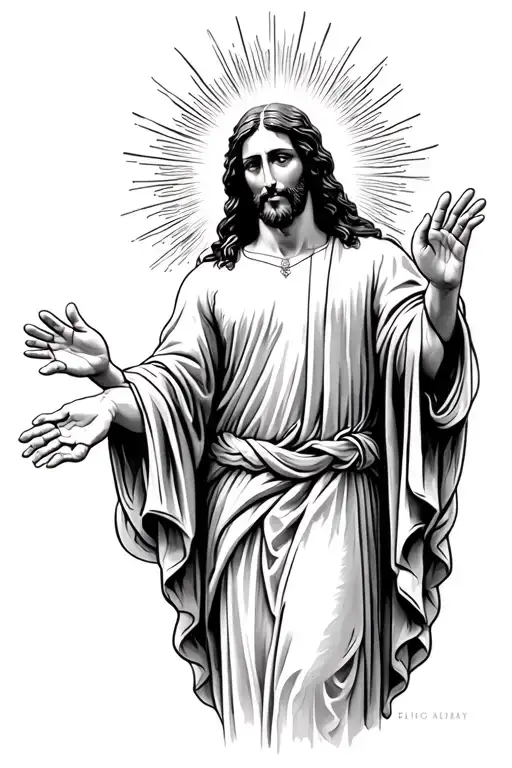 Stair Way To Heaven Jesus Open Arms Wide Open Tattoo