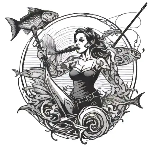 A Singer With A Fish Tail Performing On Stage With Fishing Rods As Microphone Stands