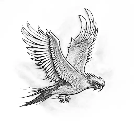 Flying Phoenix From Left To Right From Behind