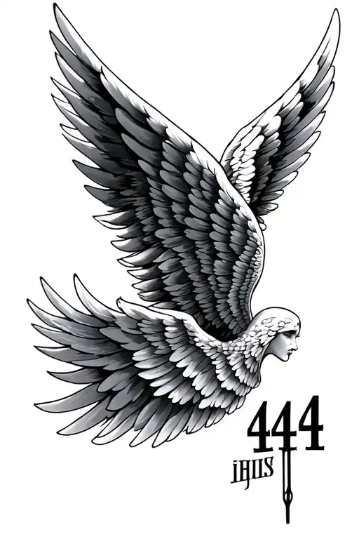 Angel Wings With 444 In The Middle