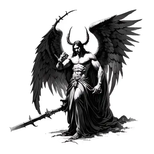 Arch Angel Michael Killing Satan