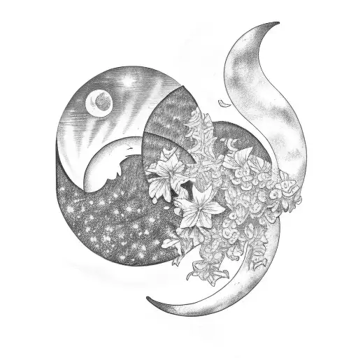 Crescent Moon And Larkspur