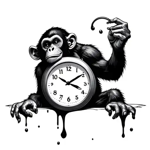 Instant Gratification Monkey Holding A Melting Clock