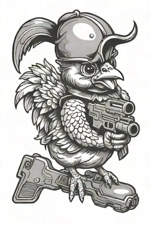 Baby Chicken Holding Gun