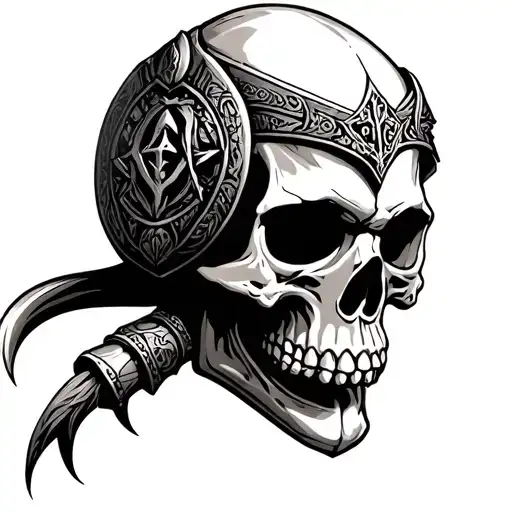 Skull And Vikings Symbols Integrated