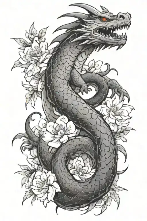 Haku Dragon From Spirited Away With Flowers