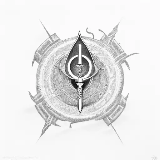 Unalome Symbol With Trident Going Through Middle