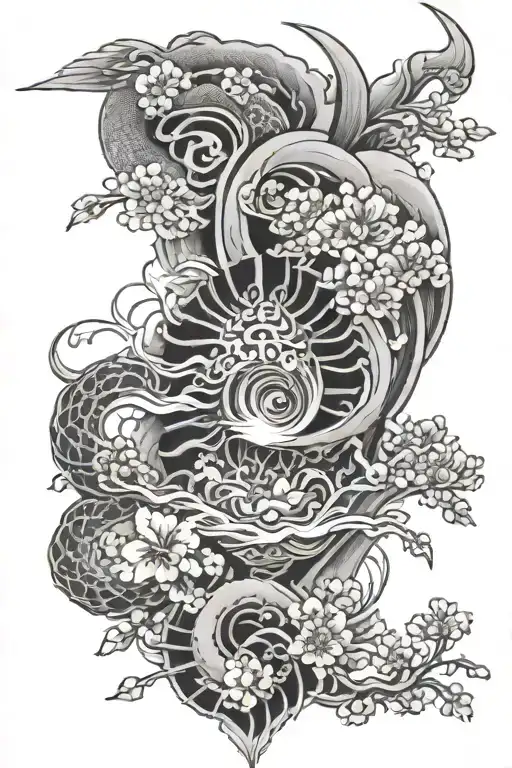 Japanese Half Sleeve Black Grey