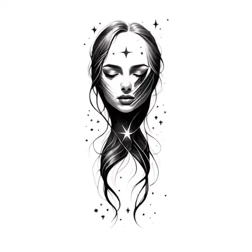 Coverup Space Curvy Woman Face Eyes Closed Stars