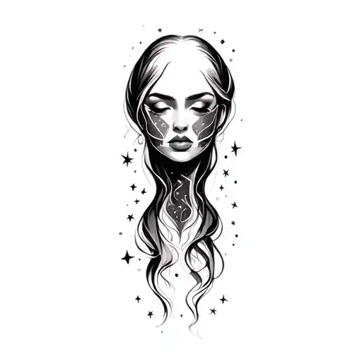 Coverup Space Curvy Woman Face Eyes Closed Stars