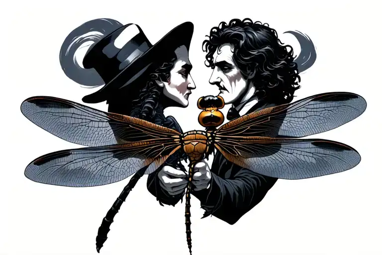 Jekyll And Hyde Holding Dragonfly Perched