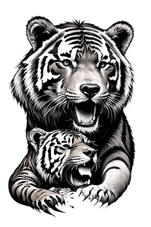 Bear And Tiger Emerging