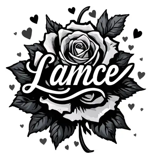 The Name Lance With Little Hearts And Rose