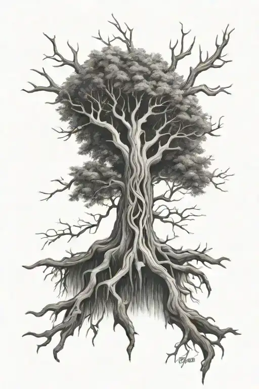 Realistic Cross Tree Root Arm Tattoo Design